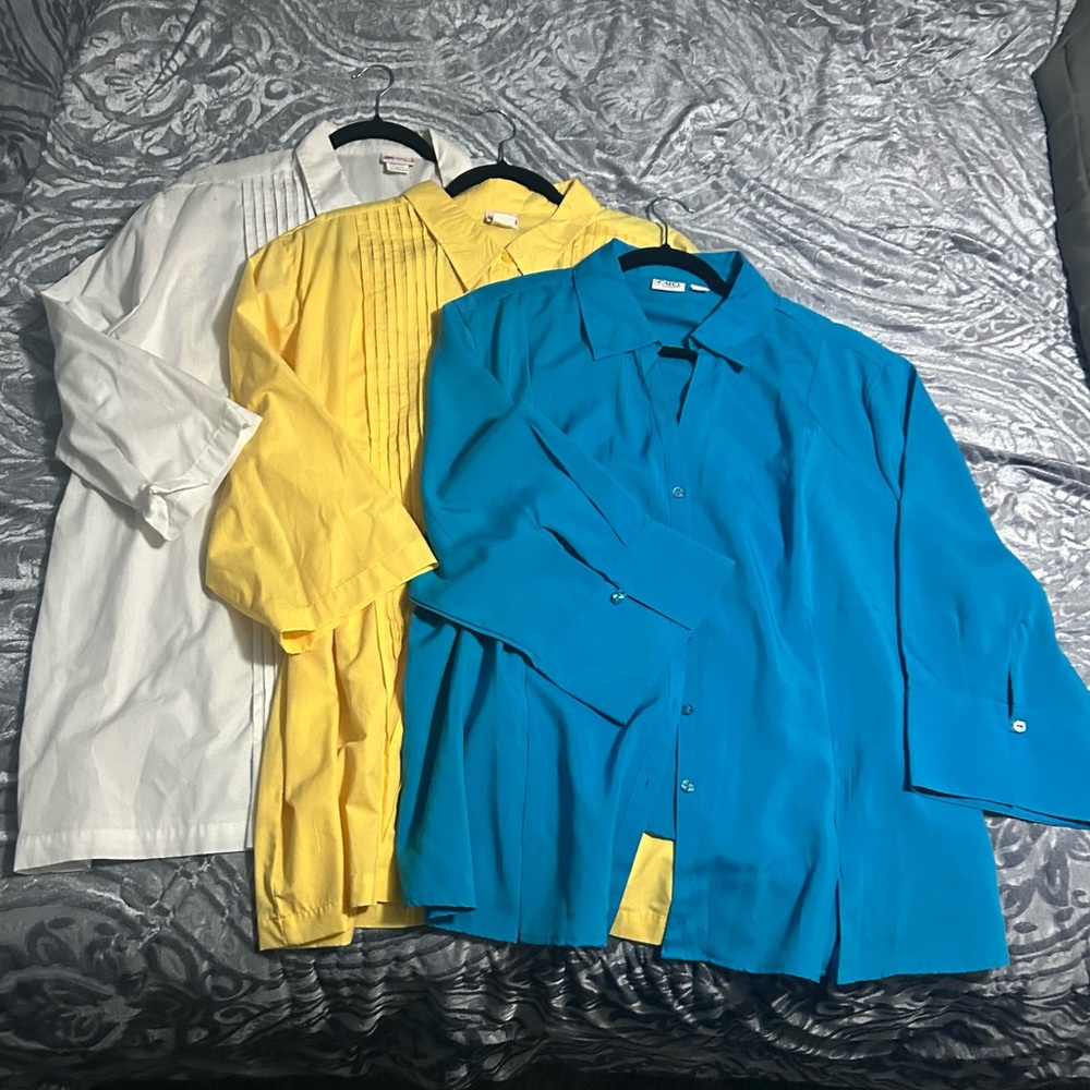 Women’s Aqua, Yellow, and White Shirt Set